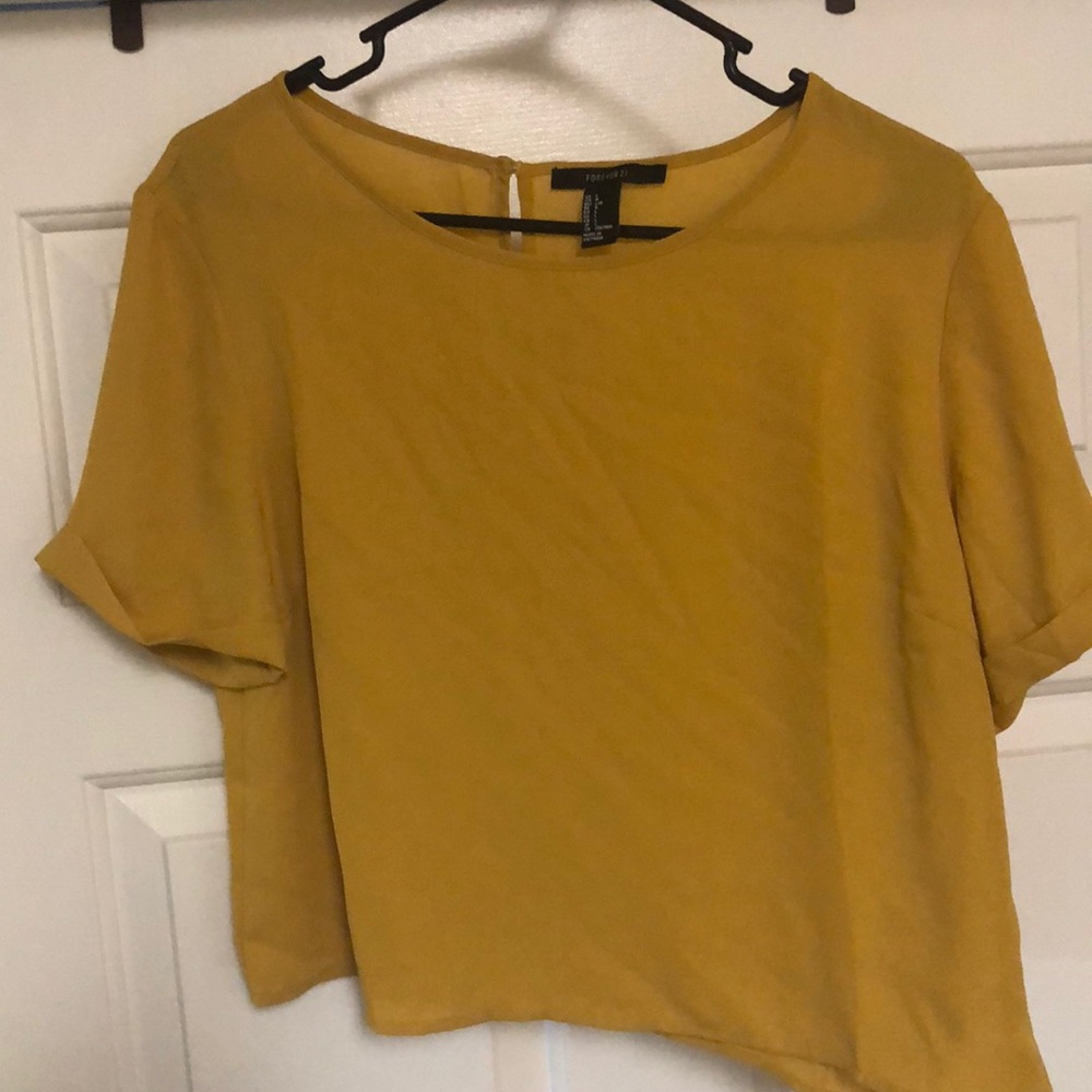 Mustard crop blouse